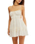 Free People Taking Sides Shirred Tiered Cotton Minidress Ivory Size XL