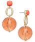 INC Gold-Tone Stone & Bead Drop Earrings Coral 2 1/3" $29.50