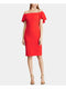 RALPH LAUREN Womens Red Short Sleeve Below The Knee Sheath Party Dress Size: 10