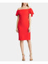 RALPH LAUREN Womens Red Short Sleeve Below The Knee Sheath Party Dress Size: 10