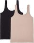 Carole Hochman Ladies’ 2 Pack Scoop Neck Tank Black/Beige - Size: Small (6-8)