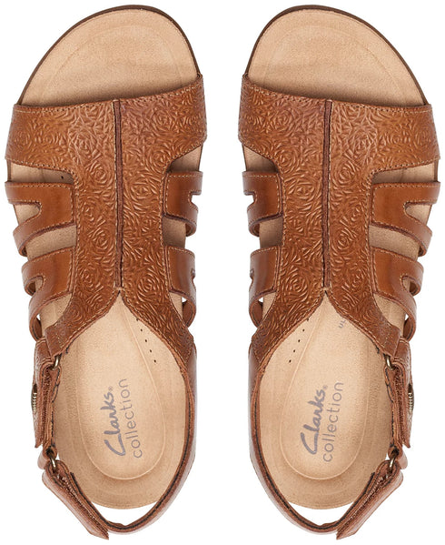 Clarks Women's April Belle Strappy Slingback Sandals Tan Size 6M