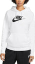 Nike Women's Sportswear Club Fleece Logo Pullover Hoodie White Black XS