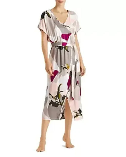 Hanro Phila Faux-Wrap Printed Caftan Size Small $298