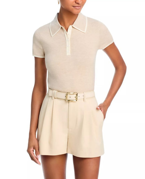 Alice and Olivia Meda Polo Sweater Oatmeal Soft XL