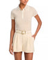 Alice and Olivia Meda Polo Sweater Oatmeal Soft XL