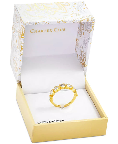 CHARTER CLUB Gold-Tone Heart-Shape Crystal Stack Ring Size 5