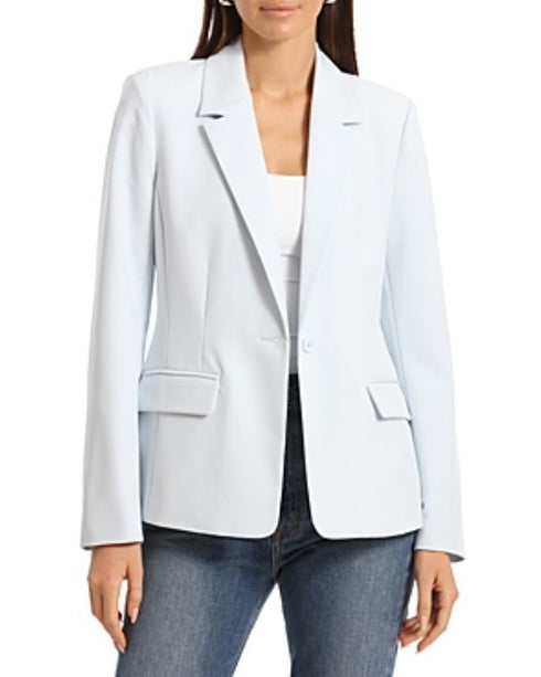 Bagatelle Womens Solid Office One-Button Blazer Blue Size L
