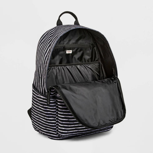 Mossimo Black & White Striped Nylon Laptop Backpack Bag