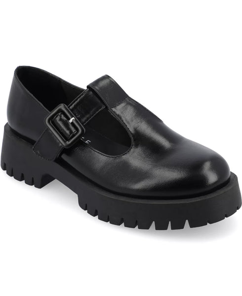 Journee Collection Women's Suvi Lug Sole Mary Jane Loafers Black Size 6.5M
