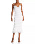 V. Chapman Narcisse Smocked Ruffle Trim Midi Dress White 10