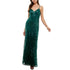City Studios Juniors' Sequin-Fringe V-Neck Gown Green 0