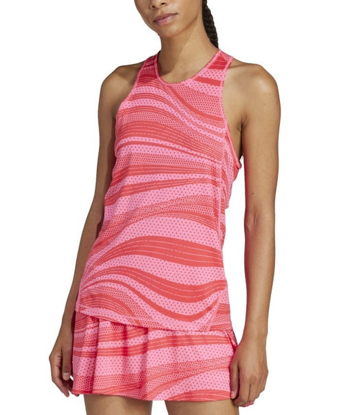 adidas Women's Club Slim-Fit Racerback Tank Top Lucid Pink S