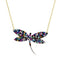 Aqua Multicolor Dragonfly Pendant Necklace in Gold-Tone Sterling Silver