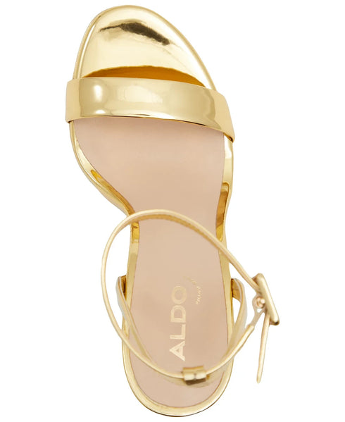 ALDO Women's Kat Two-Piece Platform Dress Sandals Gold Metallic Size 8M