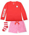 MAX & OLIVIA Girl's 2 Piece Short Pajama Santa Believe Set w/ Socks Red Size 7-8