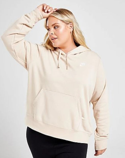 Nike Plus Size Active Sportswear Club Hooded Fleece Sweatshirt Beige 1X