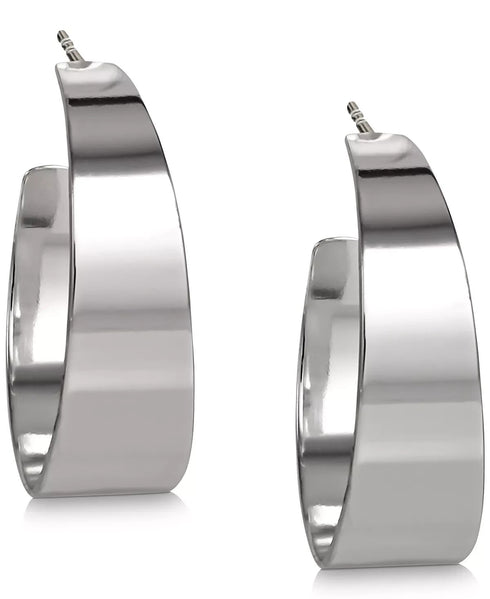 MACY'S Flat Round Hoop Earrings Sterling Silver