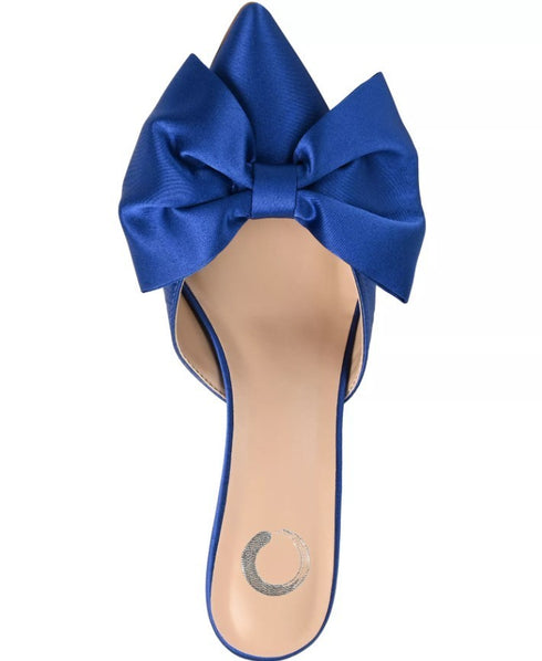 Journee Collection Womens Mules Stiletto Heel Tiarra Bow Dress Blue 11M