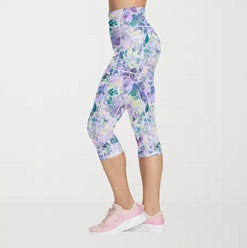 Skechers Women's Go Walk Seascape Floral Capri Leggings Purple 2XL