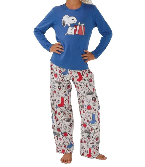 Nite Nite Munki Munki Kid's Tee and Pant Jersey PJ Set Snoopy Holiday Size 6