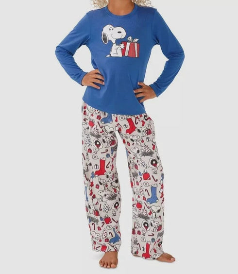 Nite Nite Munki Munki Kid's Tee and Pant Jersey PJ Set Snoopy Holiday Size 6