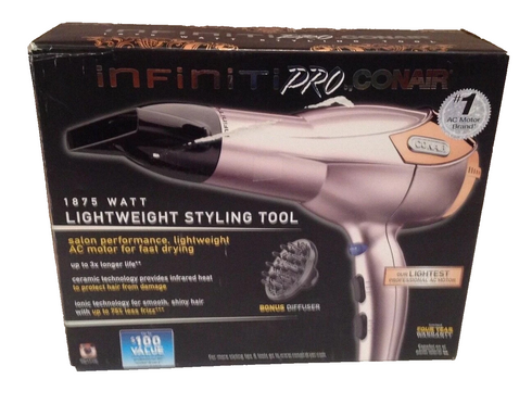 InfinitiPro Conair 1875W Ionic Hair Dryer – Rose Gold Professional Blow Dryer