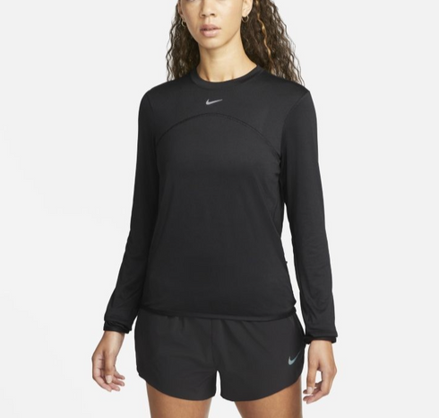 Nike Women's Dri-FIT Swift Element UV Crewneck Top Black Reflective Silver XS