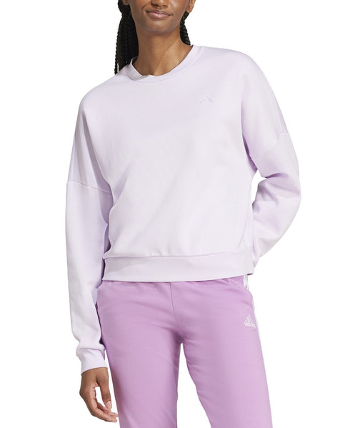 adidas Women's Essentials Feel Cozy Logo Fleece Sweatshirt Lavender M