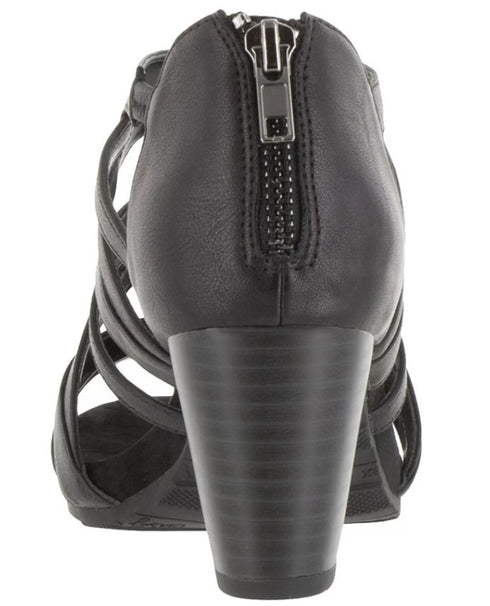 Easy Street Amaze Sandals Black Solid Zip Strappy Open Toe 7.5M