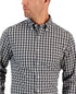 CLUB ROOM Men's Moral Slim Plaid Button-Down Dress Shirt Black & White Size S