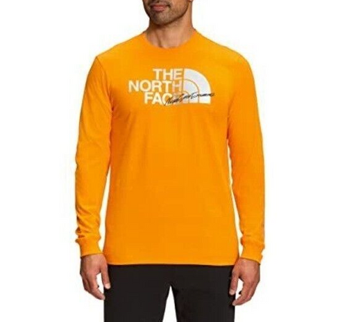 The North Face Long Sleeve Cotton Graphic Tee in Cone Orange Size Small