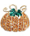 Charter Club Pumpkin Pin Brooch Orange Rhinestones Gold Tone Metal 1.75”