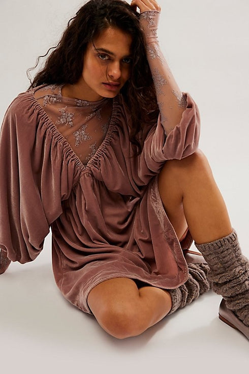 Free People Portia Velvet Mini Dress Winter Bloom Size M