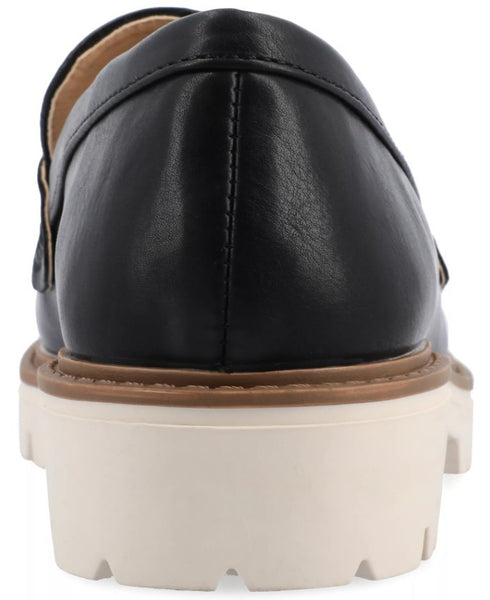 Journee Collection Womens Ken Lug Sole Solid Loafers Black Croco 9.5M