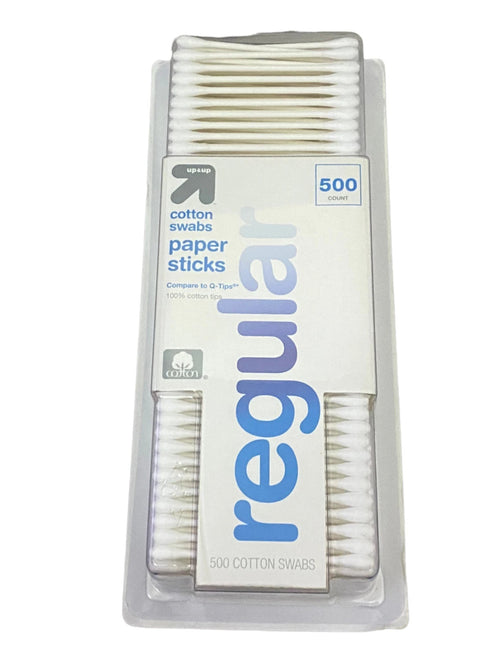 Up & Up Regular 100% Cotton Swabs Paper Sticks 500 Ct