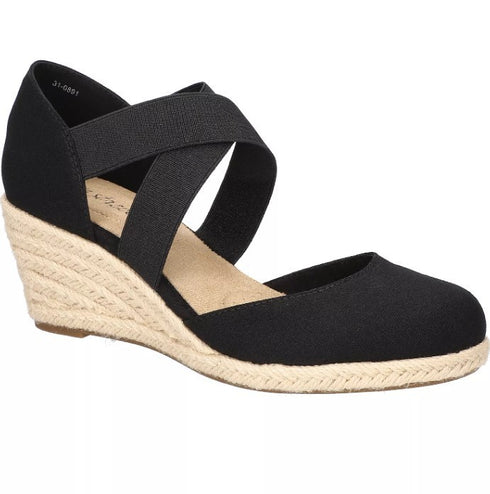 Easy Street Women's Pari Slip-On Espadrille Wedges Sandals Canvas 11 M