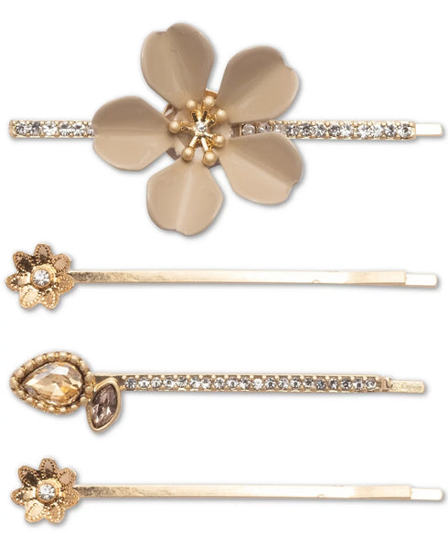 lonna & lilly Gold-Tone 4-Pc. Set Crystal Flower Bobby Pins