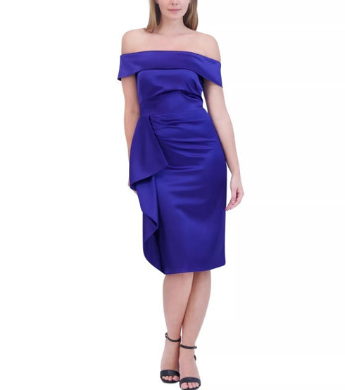 Eliza J Women's Off-The Shoulder Draped Sheath Dress Cobalt 12