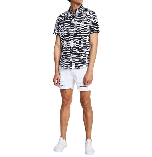 INC INTERNATIONAL CONCEPTS Men's Zion Zebra Shirt Black and White Size Large