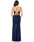 Blondie Nites Juniors' Sequined Lace-Up-Back Gown Blue 13