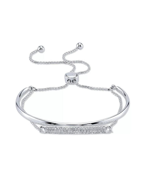 Unwritten Crystal Silver Plated Ajdustable Bolo Bracelet
