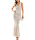 Jump Juniors' Slinky Glitter-Knit Strappy-Back Gown 7/8 White