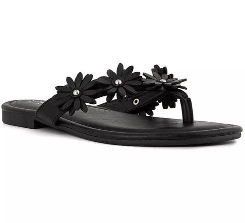 Sugar Women's Finnesse Flat Round Toe Slip On Sandals Black 8M