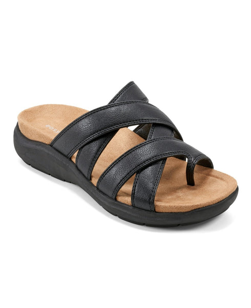 Easy Spirit Women's Westly Strappy Slip-On Sandals Black Size 9.5W