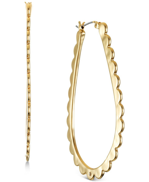 Style & Co Gold-Tone Scalloped-Edge Pear-Shape Drop Earrings
