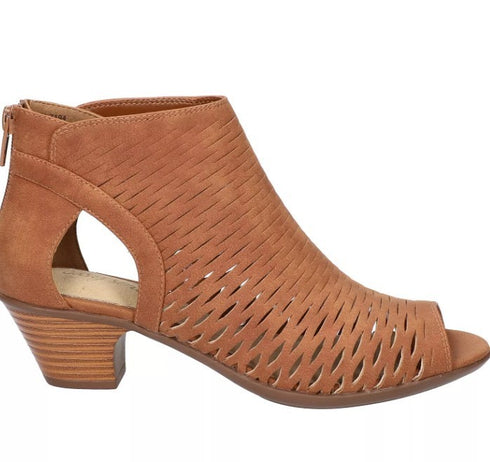 Easy Street Womens Sandals Cutout Solid Zip Block Heel Sunrise Tan 8M