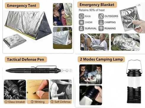 Emergency Survival Kit First Aid Bug out Military Prepper Kit 250 Piece Set