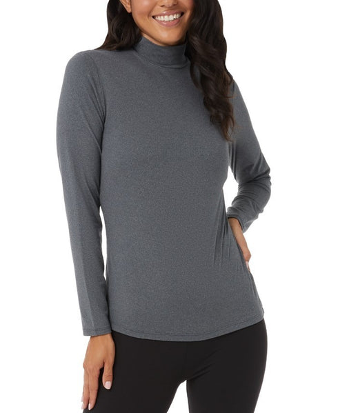 32 Degrees Women's Mock-Neck Long-Sleeve Top HT Charcoal XL