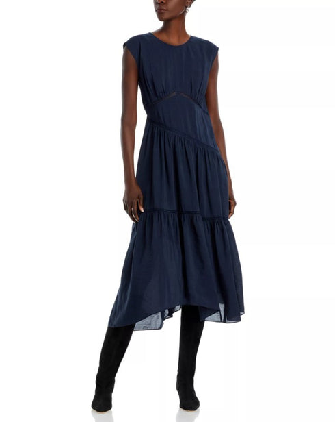 FRAME Lace Inset Midi Dress Navy XL